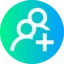 Icon symbolizing new IPTV subscription with gender symbols on a blue background.