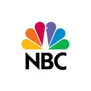 The NBC logo, featuring a colorful peacock spread with six stylized feathers in shades of yellow, orange, red, purple, blue, and green, above the bold black letters "NBC