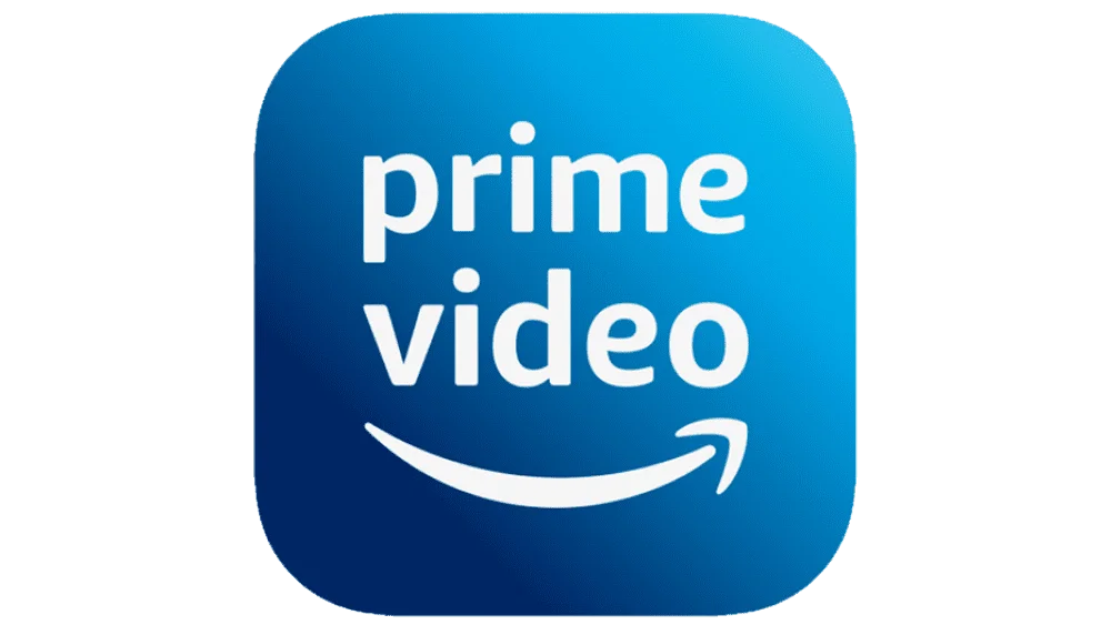 Amazon Prime Video app icon featuring white text and the signature arrow smile on a blue gradient background
