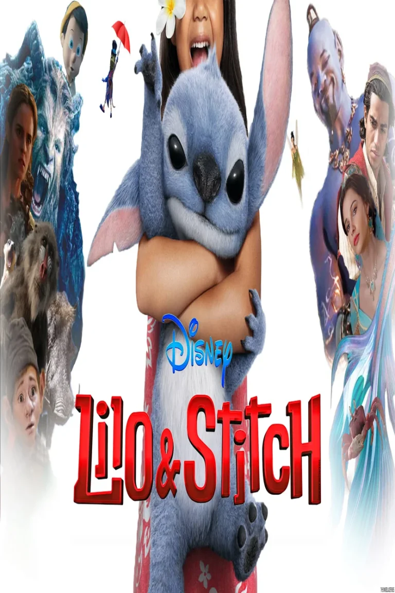 Promotional poster for Disney's 'Lilo & Stitch' featuring Stitch hugging a person, with the text 'Disney Lilo & Stitch. Only in theaters May 23.