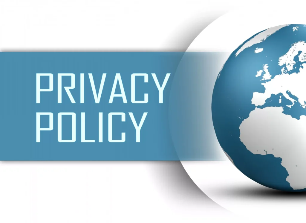Privacy Policy banner with world map illustration