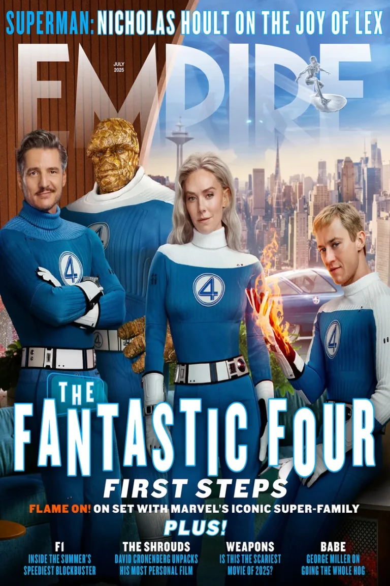 Poster for Fantastic Four showing the four main characters in a superhero stance.