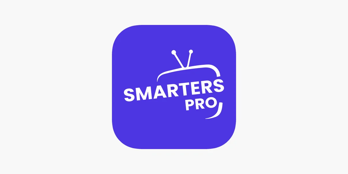 The icon for the IPTV Smarters Pro app in dark blue, featuring the word "SMARTERS PRO" in white above a white antenna symbol.