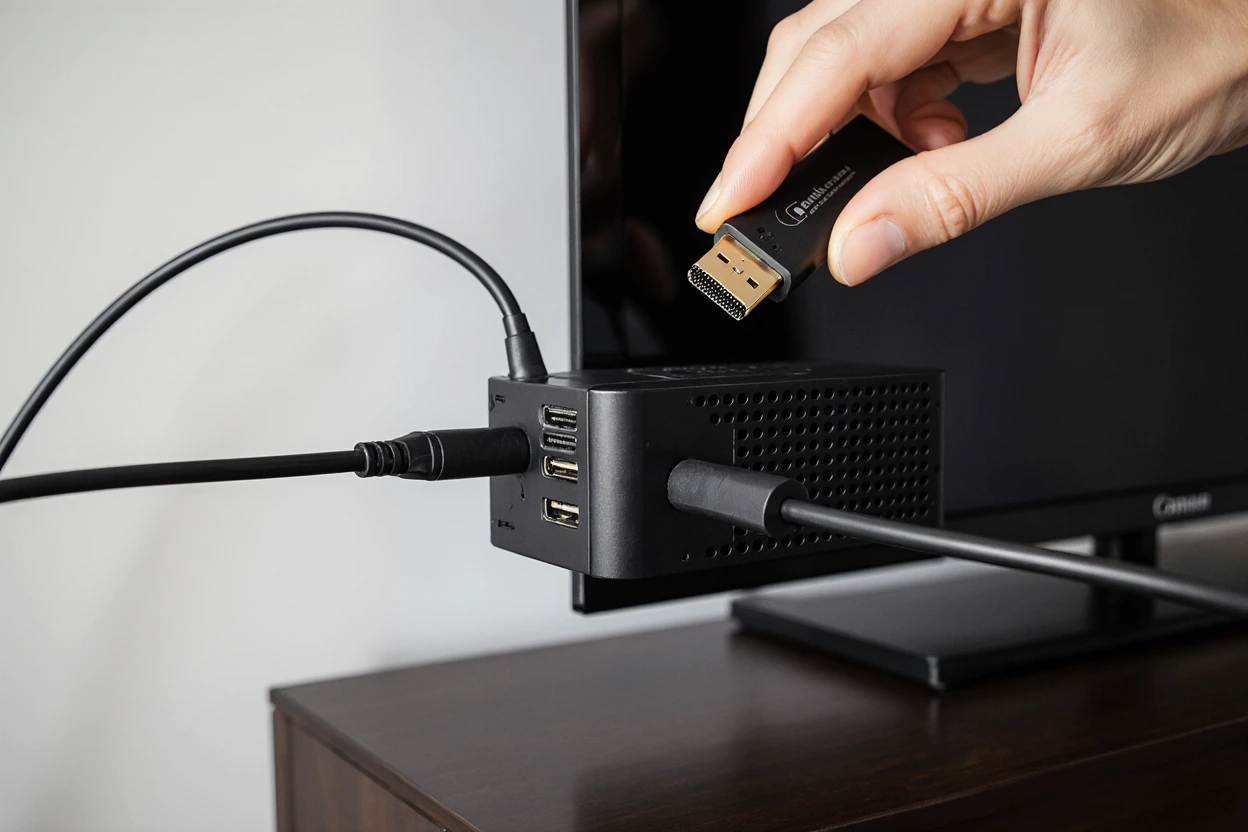 Step 1 to set up IPTV on Android TV Box - Connecting HDMI cable to TV port