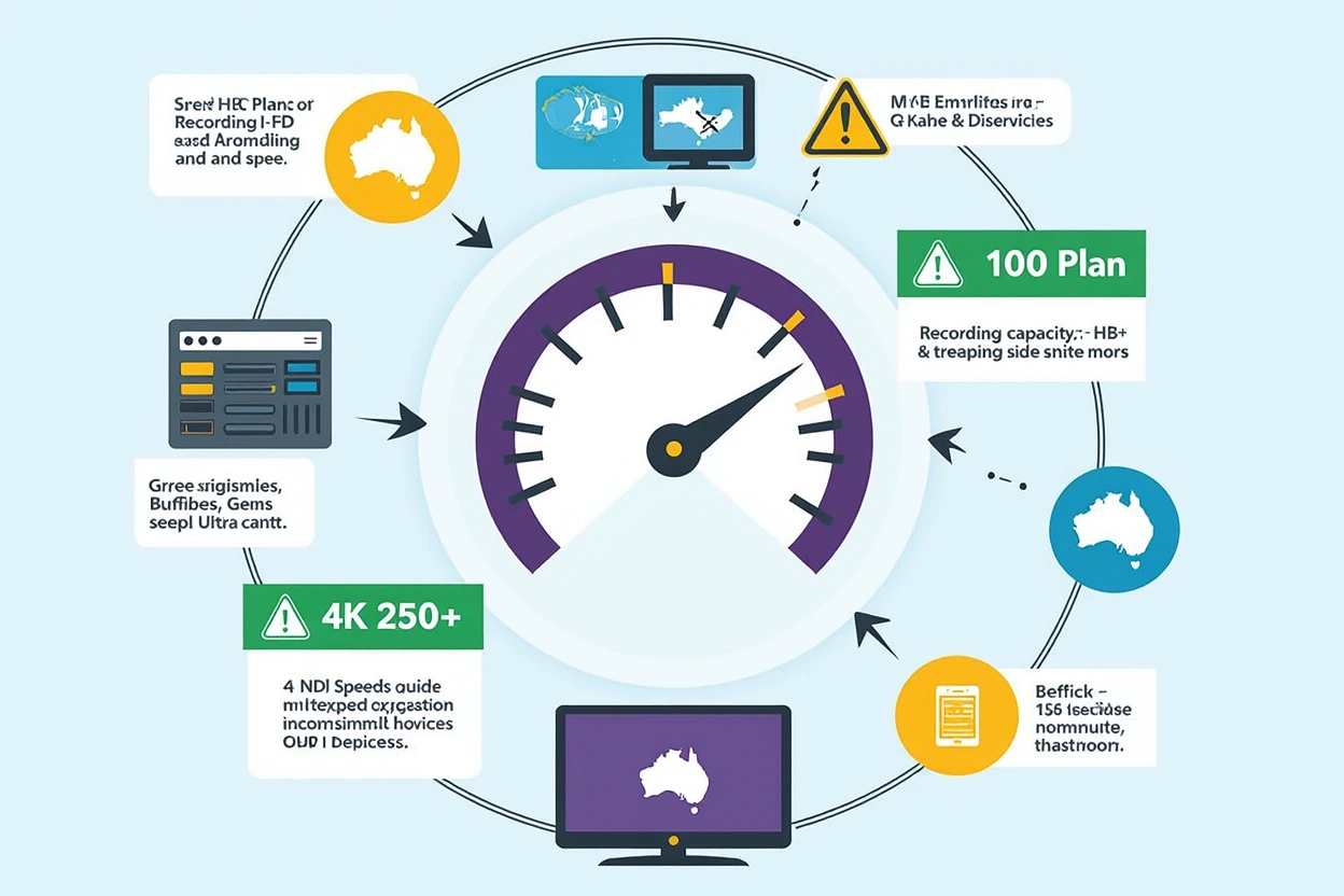 NBN speed requirements infographic for IPTV recording in Australia showing minimum speeds for HD and 4K streaming