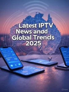 Latest IPTV News and Global Trends 2025 featuring a map of Australia with modern 5G signals and smart devices