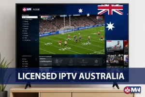IPTVAUSSIE app streaming AFL on Smart TV, part of guide to Licensed IPTV Australia.