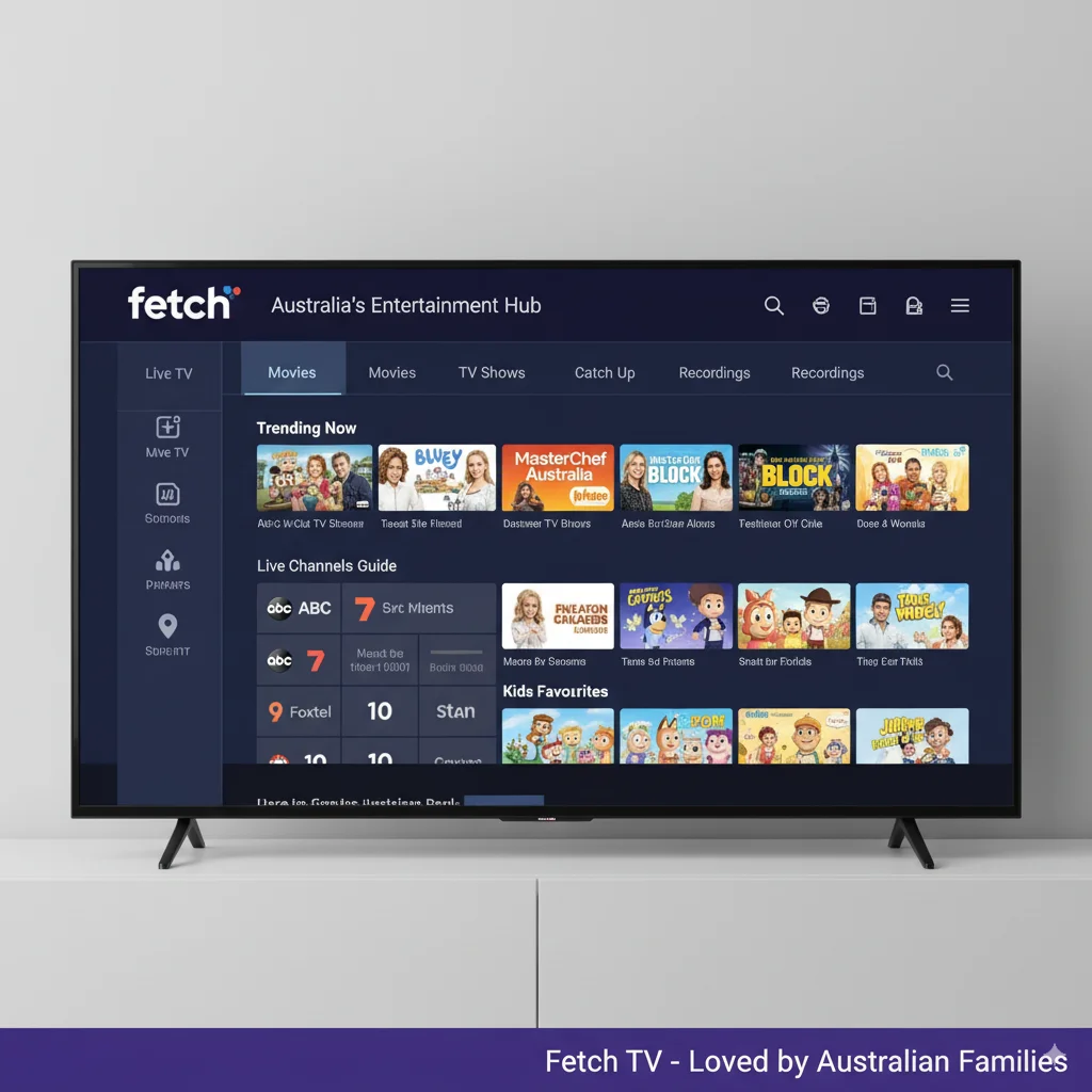 Fetch TV legal IPTV streaming interface Australia 2025