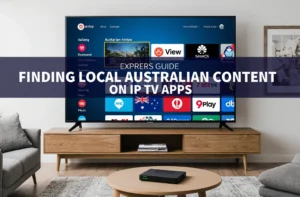 Finding Local Australian Content on IPTV Apps complete guide showing streaming devices and Australian TV apps on 4K television screen