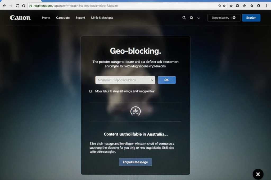 Geo-blocking IPTV error message displayed on Australian internet connection