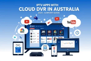 IPTV Apps with Cloud DVR in Australia showing recording features across multiple devices with NBN compatibility indicators