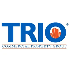 TRIO Commercial Property Group logo with blue text and orange building icon inside the letter “O”.
