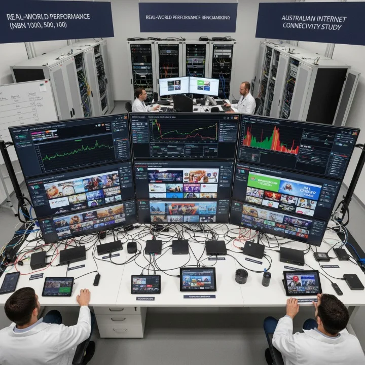 Best IPTV 2025 performance monitoring dashboard showing real-time streaming quality across multiple NBN speeds in Australian household