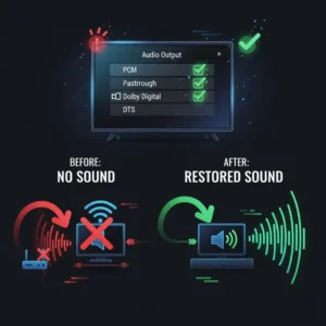 Dynamic illustration of resolving IPTV audio problems with visual sound flow