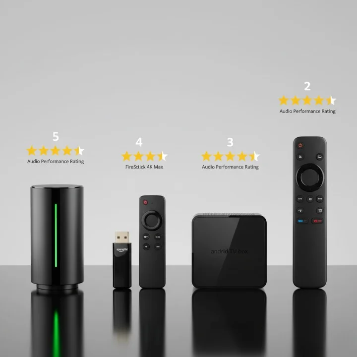 Lineup of popular IPTV devices used in Australia with audio capability ratings