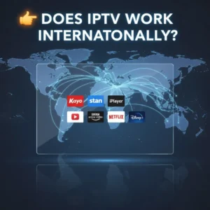 Does IPTV work internationally – illustration of global IPTV streaming connections from Australia using VPN and legal services.