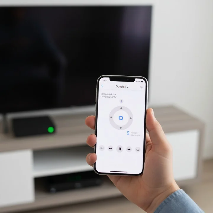 Google TV app on smartphone as alternative control method for IPTV box