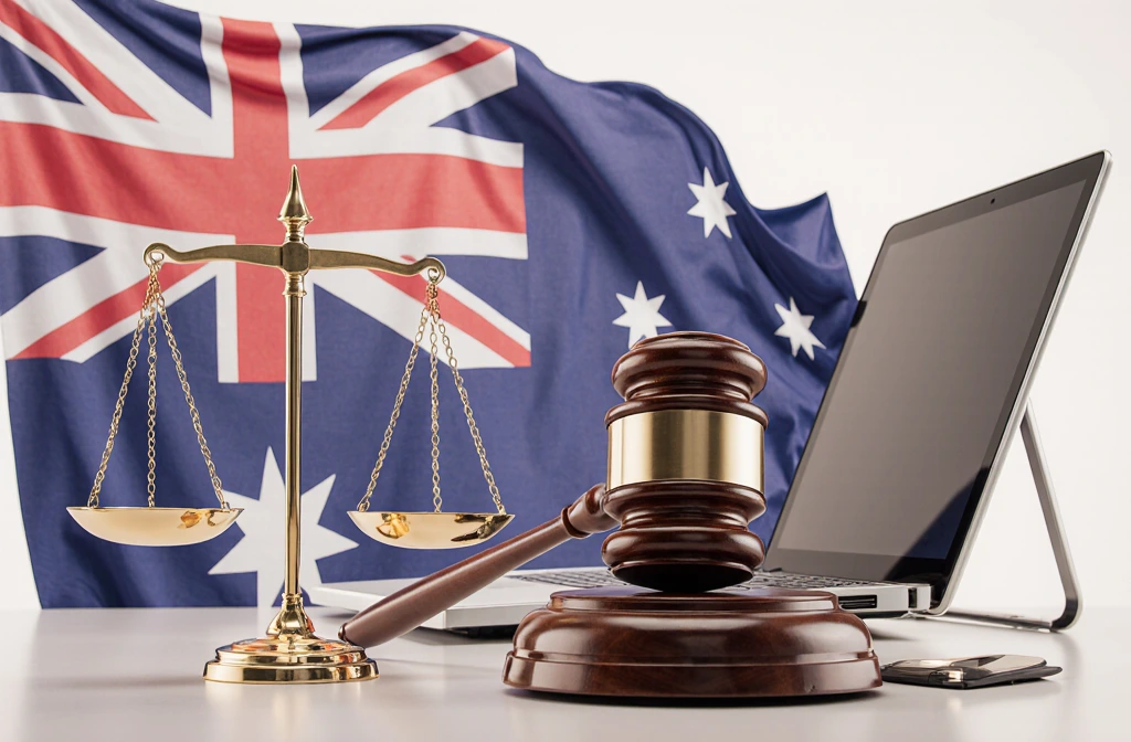 File name: iptv-legal-australia-gavel.png ALT text: Understanding IPTV legality in Australia with legal symbols Caption: IPTV legality in Australia explained Description: Professional composition featuring Australian legal symbols, gavel, scales of justice, Australian flag, and modern streaming device, cinematic lighting, ultra-detailed 8K, authoritative yet approachable aesthetic.