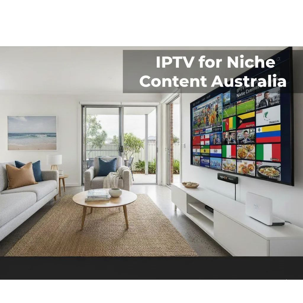 IPTV for Niche Content Australia** showing multicultural channels on a smart TV with NBN router in 2025