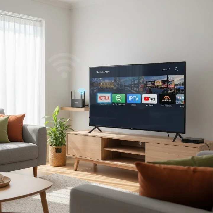 Samsung Smart TV setup with IPTV apps and Android TV box for installation in Australia