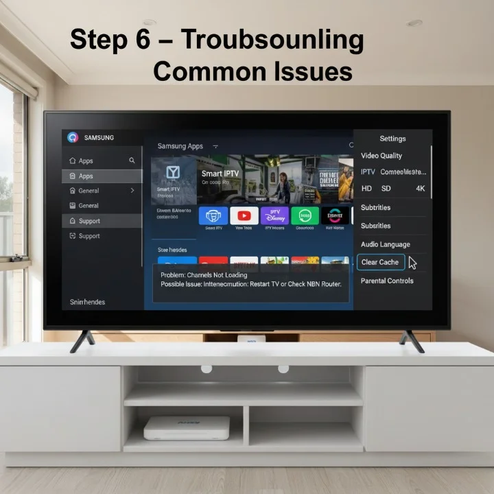 Troubleshooting IPTV issues on Samsung Smart TV – clear cache and fix connectivity problems