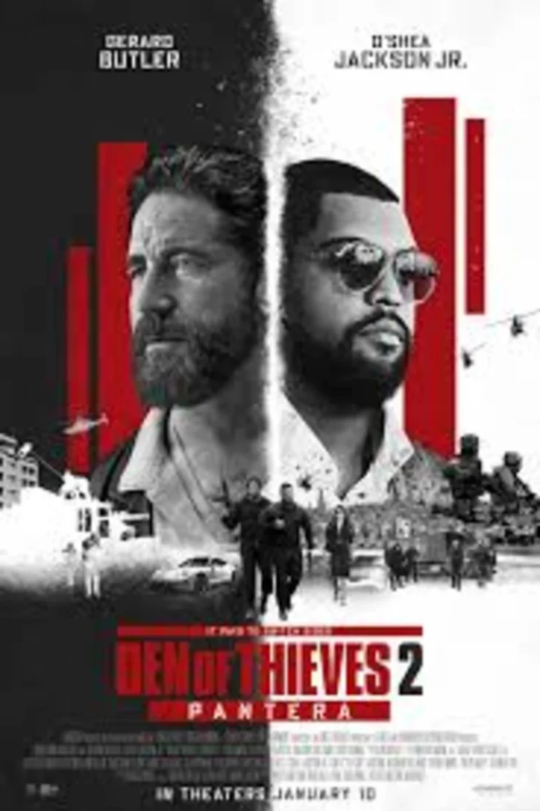 Den of Thieves 2 poster featuring two men with bold red title text