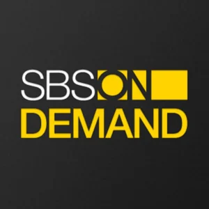 SBS On Demand logo with white and yellow text on a black square background
