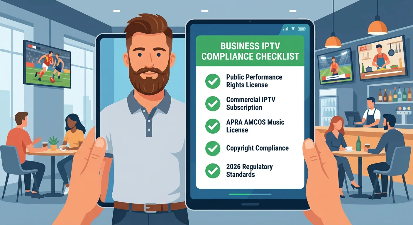 Australian business IPTV licensing compliance checklist for cafes, gyms and hospitality venues