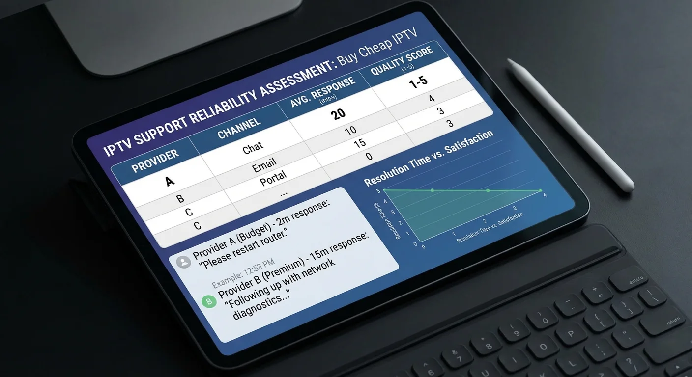 Comparison of effective versus ineffective IPTV customer support responses, highlighting response times and problem resolution for Buy Cheap IPTV services.