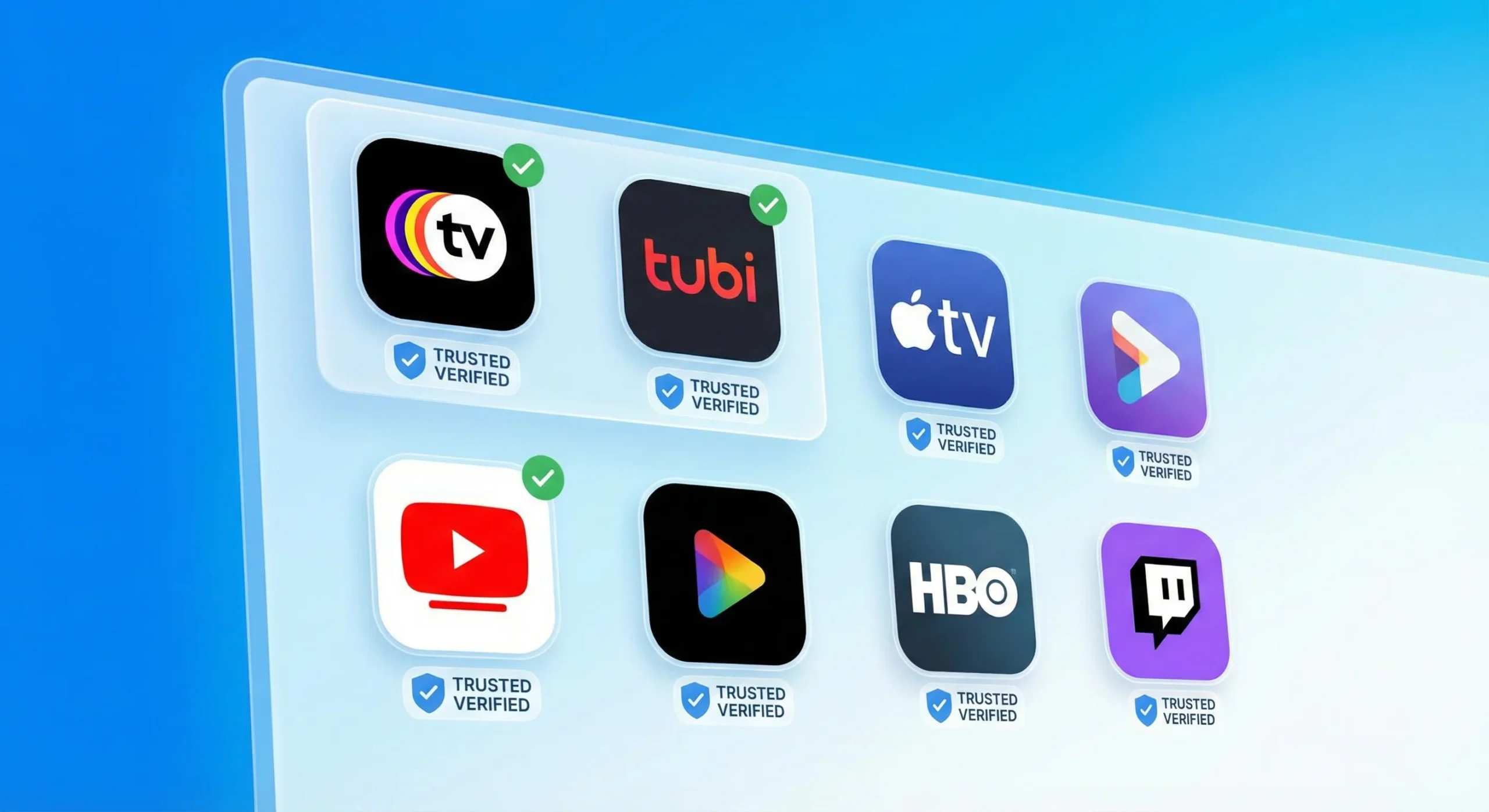 Collection of legal IPTV streaming alternatives including free and subscription-based services with verified badges